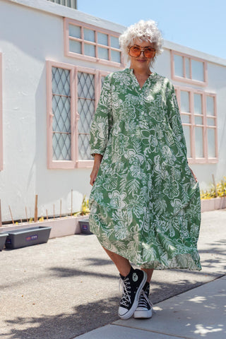 Samara Dress - Green Paisley