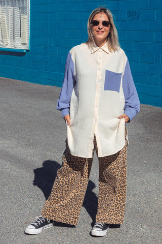 Saskia Shirt - Blue & Off White
