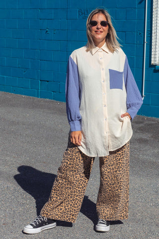 Saskia Shirt - Blue & Off White