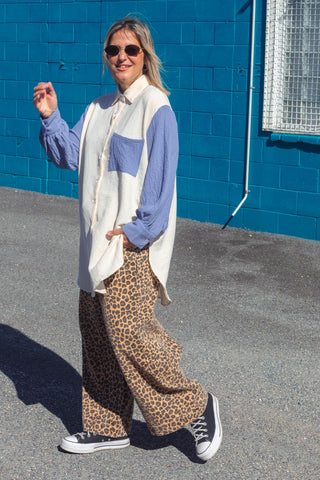 Saskia Shirt - Blue & Off White