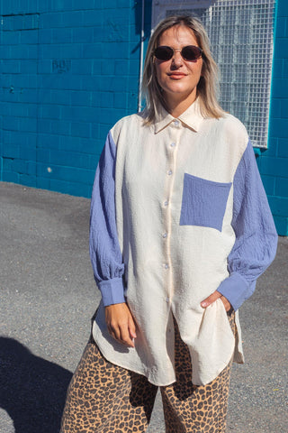 Saskia Shirt - Blue & Off White