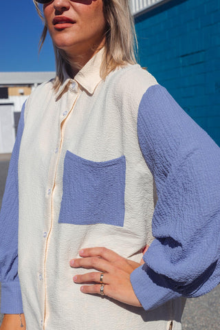 Saskia Shirt - Blue & Off White
