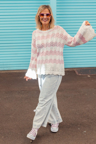 Scout Knit - Pink & White