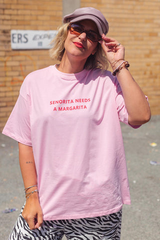 Senorita Needs A Margarita Tee - Pink