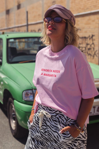 Senorita Needs A Margarita Tee - Pink