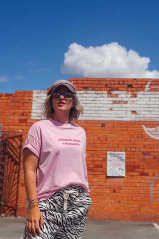 Senorita Needs A Margarita Tee - Pink
