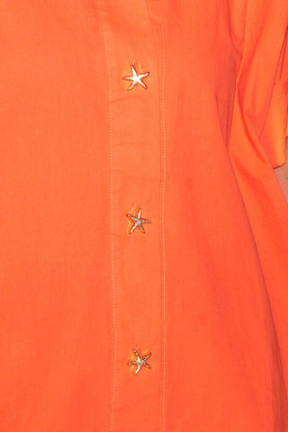 Shell Button Up Shirt - Tangerine