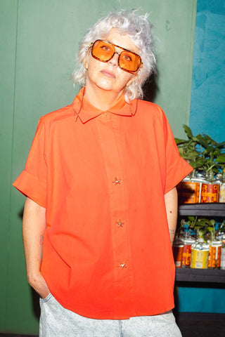 Shell Button Up Shirt - Tangerine