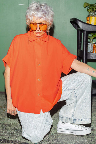 Shell Button Up Shirt - Tangerine