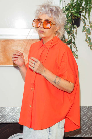 Shell Button Up Shirt - Tangerine