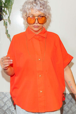 Shell Button Up Shirt - Tangerine