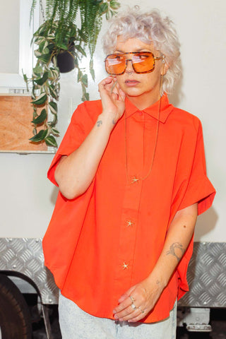 Shell Button Up Shirt - Tangerine