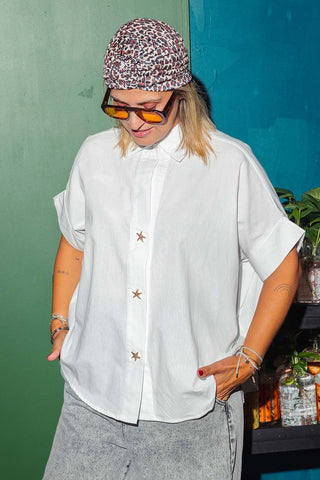 Shell Button Up Shirt - White