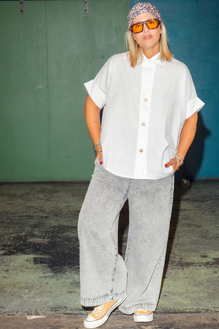 Shell Button Up Shirt - White