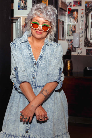 Street Denim Dress - Acid Wash Blue