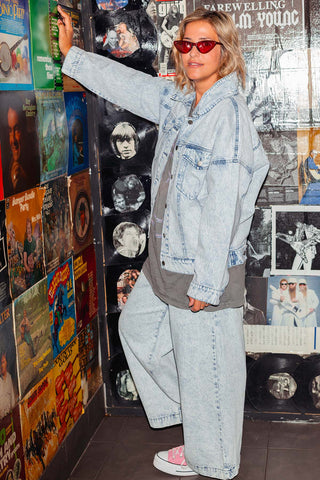 Street Denim Jacket - Acid Wash Blue