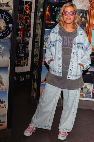 Street Denim Jacket - Acid Wash Blue