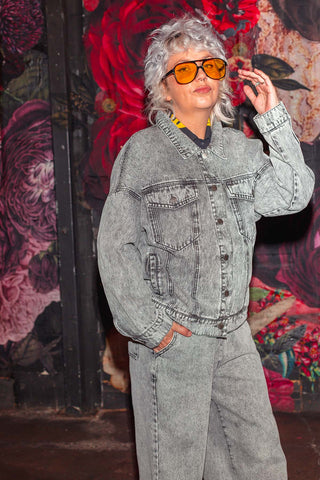 Street Denim Jacket - Acid Wash Charcoal