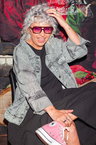Street Denim Jacket - Acid Wash Charcoal