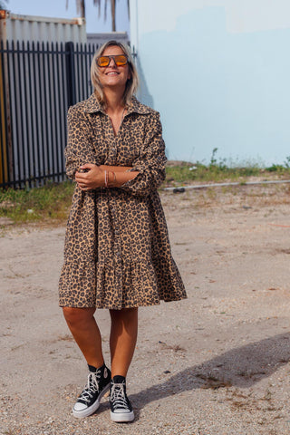 Street Denim Dress - Leopard