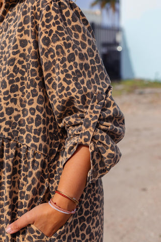 Street Denim Dress - Leopard