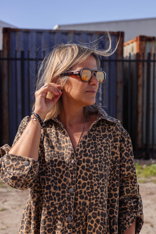 Street Denim Dress - Leopard