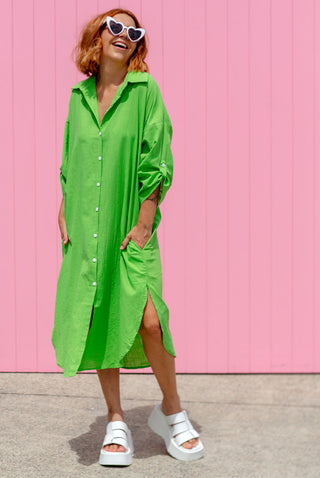 The Eyes Have It Shirt Dress - Green