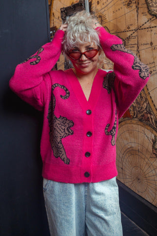 Tiger Cardi - Pink