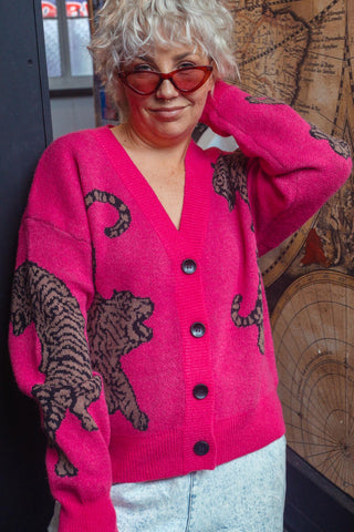 Tiger Cardi - Pink