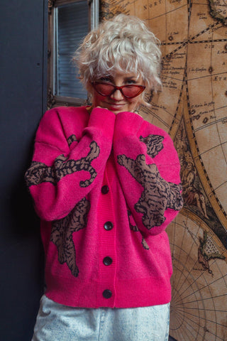 Tiger Cardi - Pink