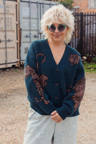 Tiger Cardi - Teal
