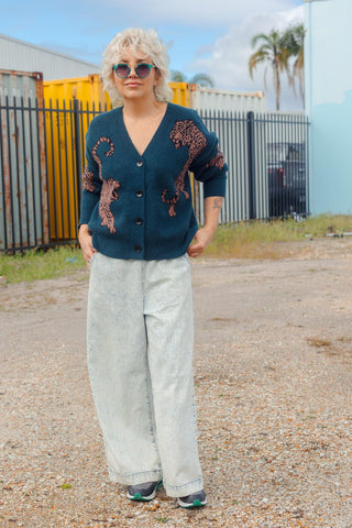 Tiger Cardi - Teal
