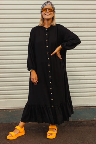 Veda Button Up Dress - Black