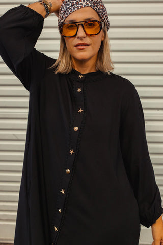 Veda Button Up Dress - Black