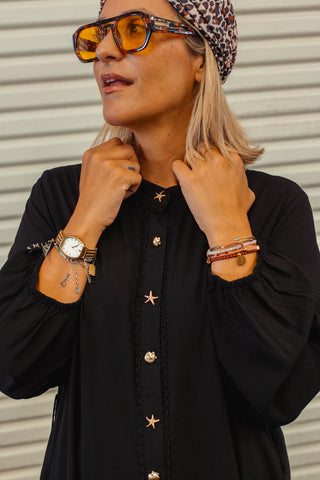 Veda Button Up Dress - Black