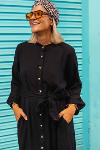 Veda Button Up Dress - Black