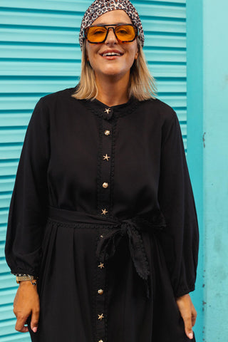 Veda Button Up Dress - Black