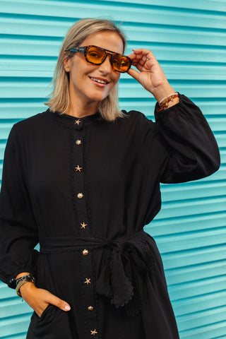 Veda Button Up Dress - Black