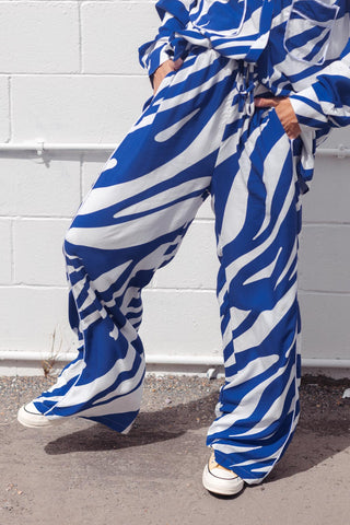 Zebra Lounge Pants - Blue