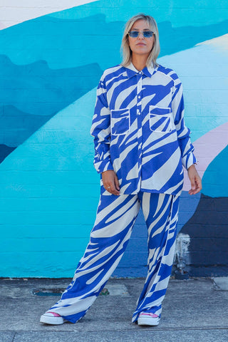 Zebra Lounge Pants - Blue