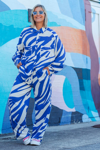Zebra Lounge Pants - Blue