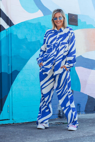 Zebra Lounge Pants - Blue