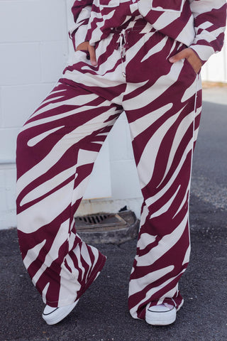Zebra Lounge Pants - Wine