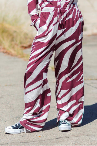 Zebra Lounge Pants - Wine