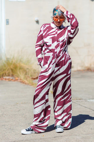 Zebra Button Up - Wine