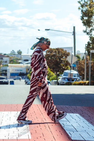 Zebra Button Up - Wine
