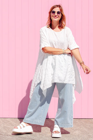 Luxe Drape Top - White
