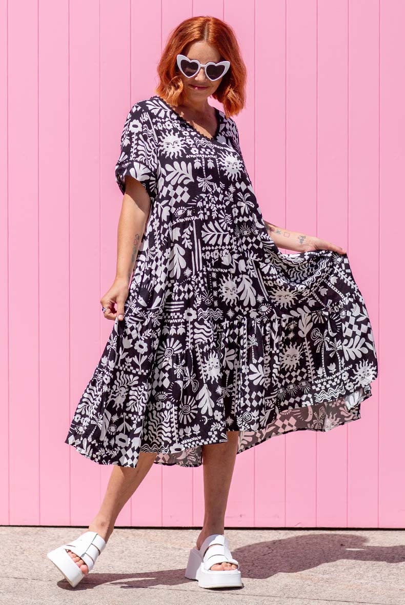 Alba print tea best sale dress