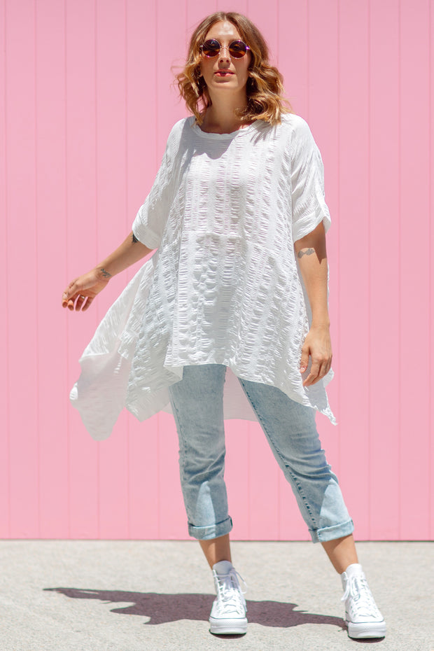 Luxe Drape Top - White