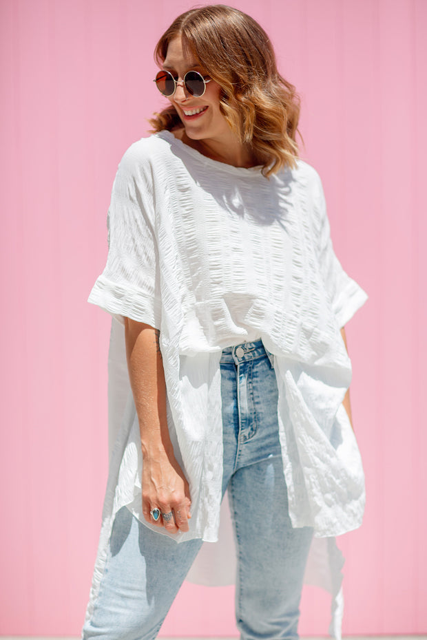 Luxe Drape Top - White